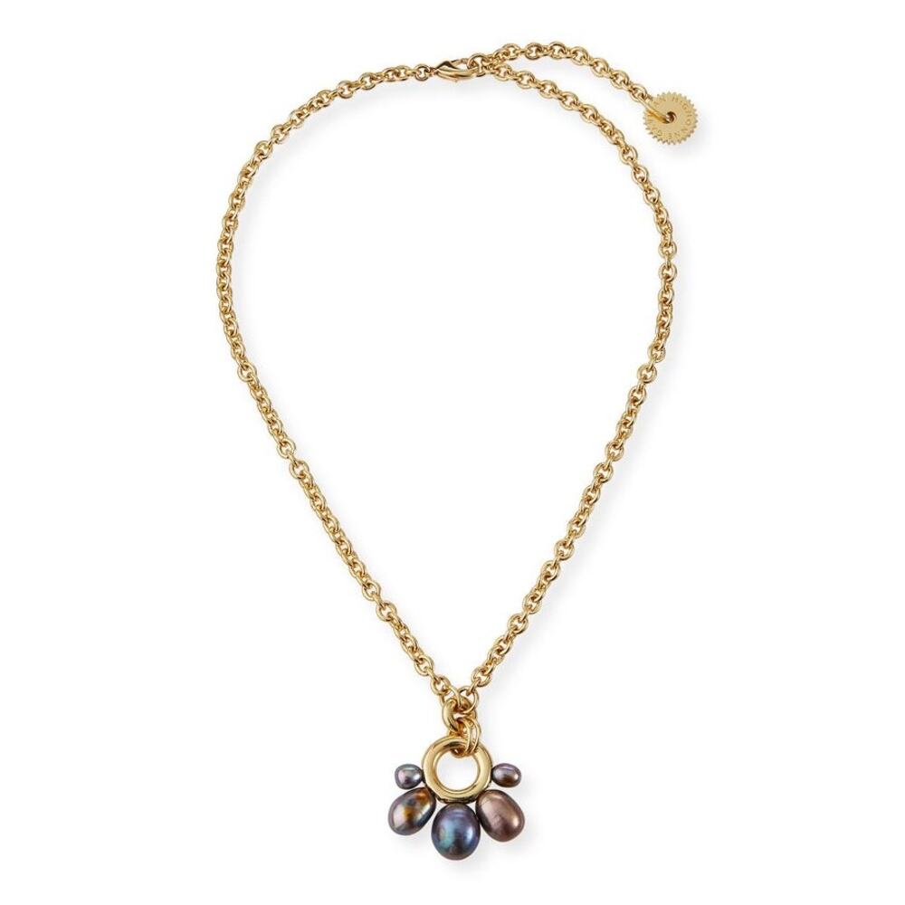 Mignonne Gavigan Margot Black Pearl Necklace In Gold Plated Chain